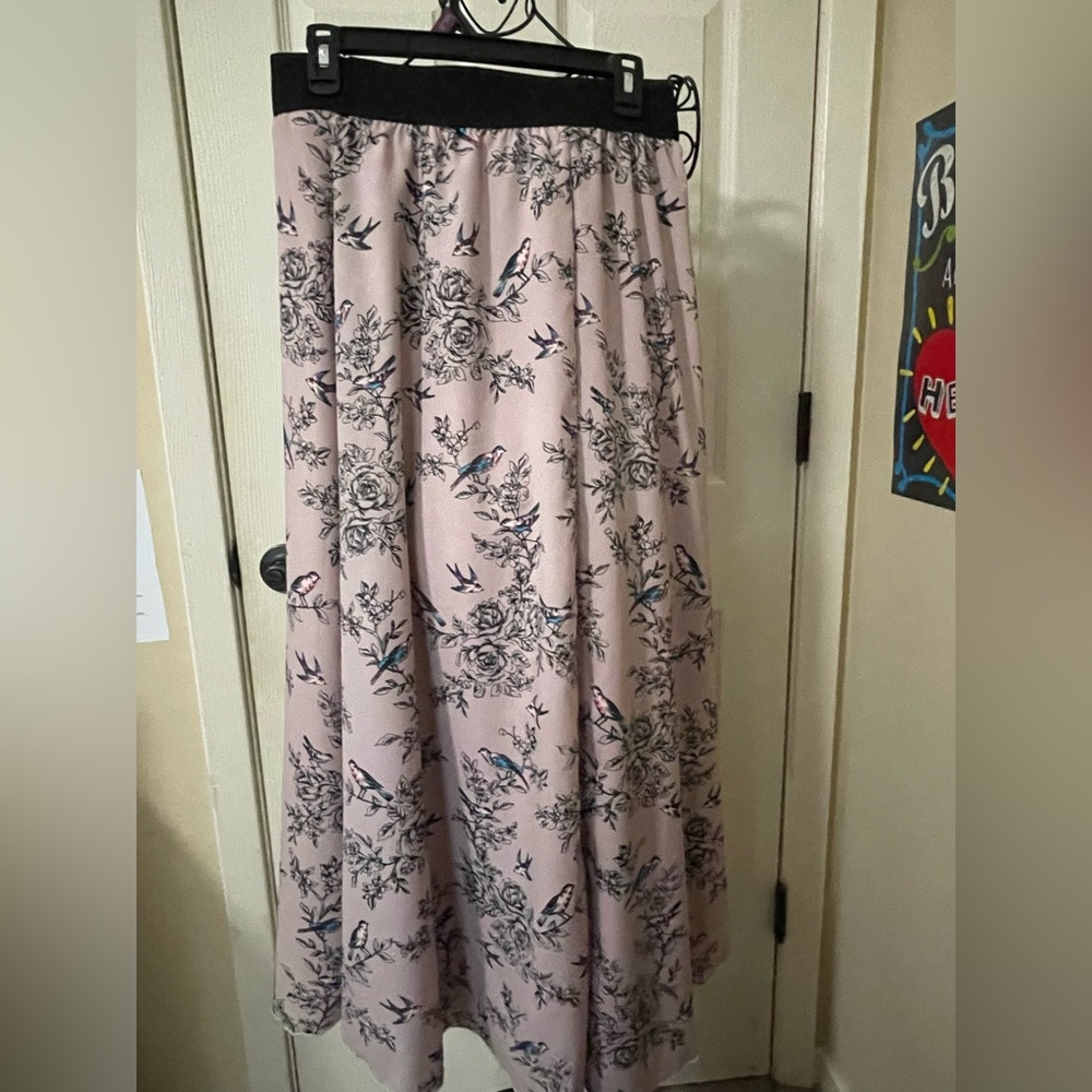 LuLaRoe Pink and Blue Floral Maxi Skirt